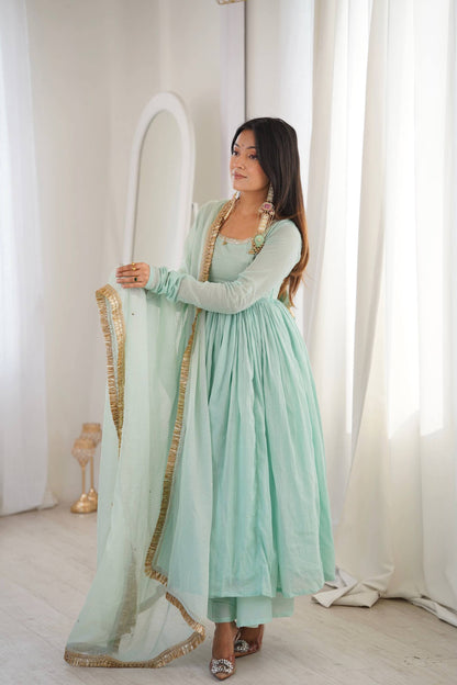 RangBhoomi Elegant Designer Anarkali Three Piece Set - Ready to Wear Festive Gown with Dupatta