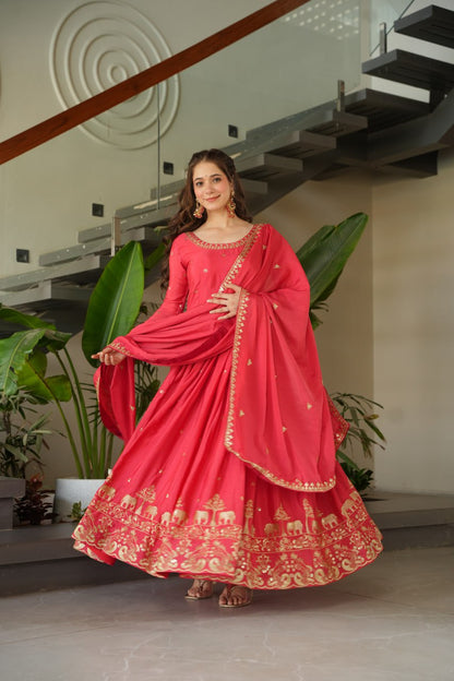Embroidered Chinnon Gown Set | Indian Wedding Outfit
