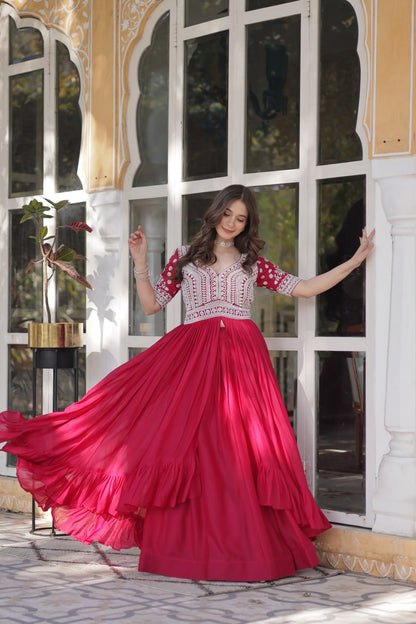 Readymade Lehenga with Embroidered Slit Kurti – Luxe Star Georgette