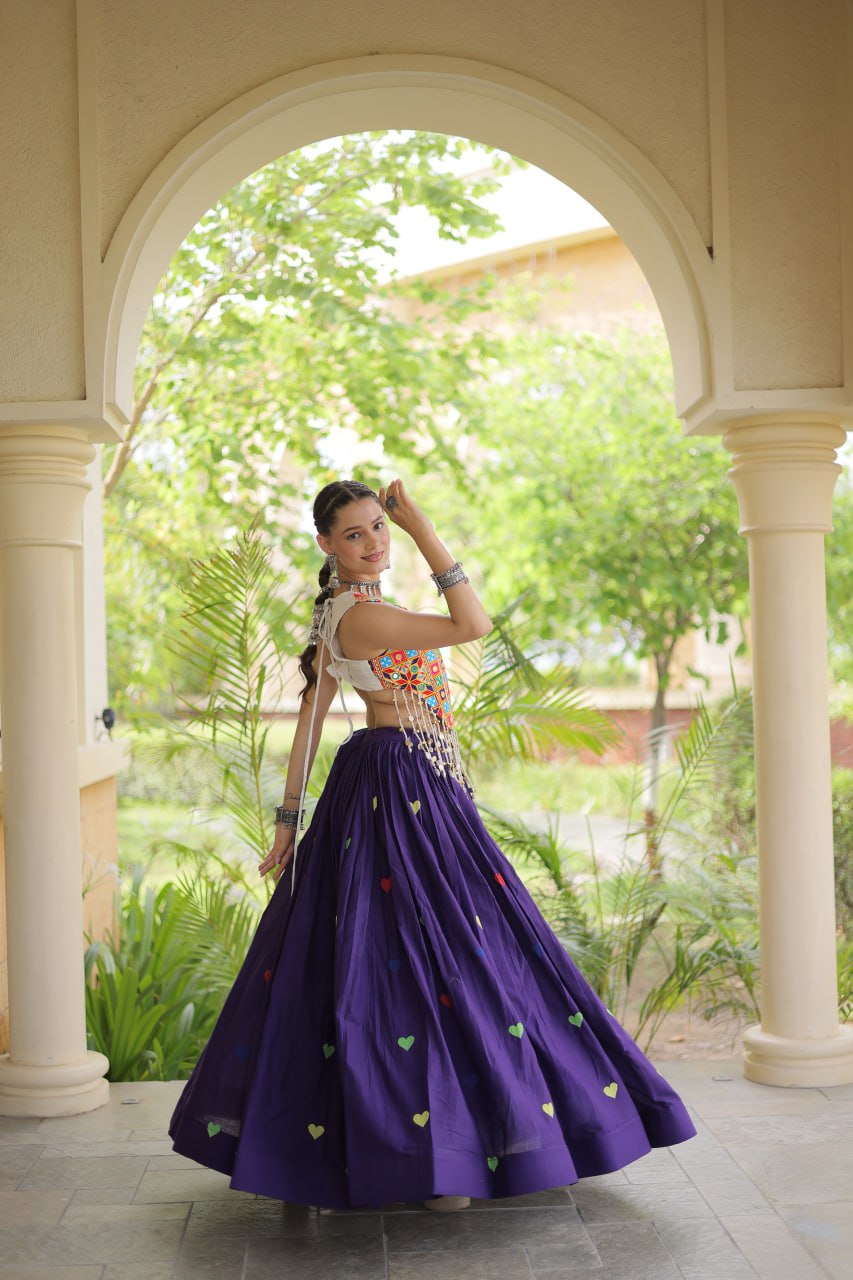 RangBhoomi Navratri Festive Cora Cotton Lehenga Set with Embroidered Blouse
