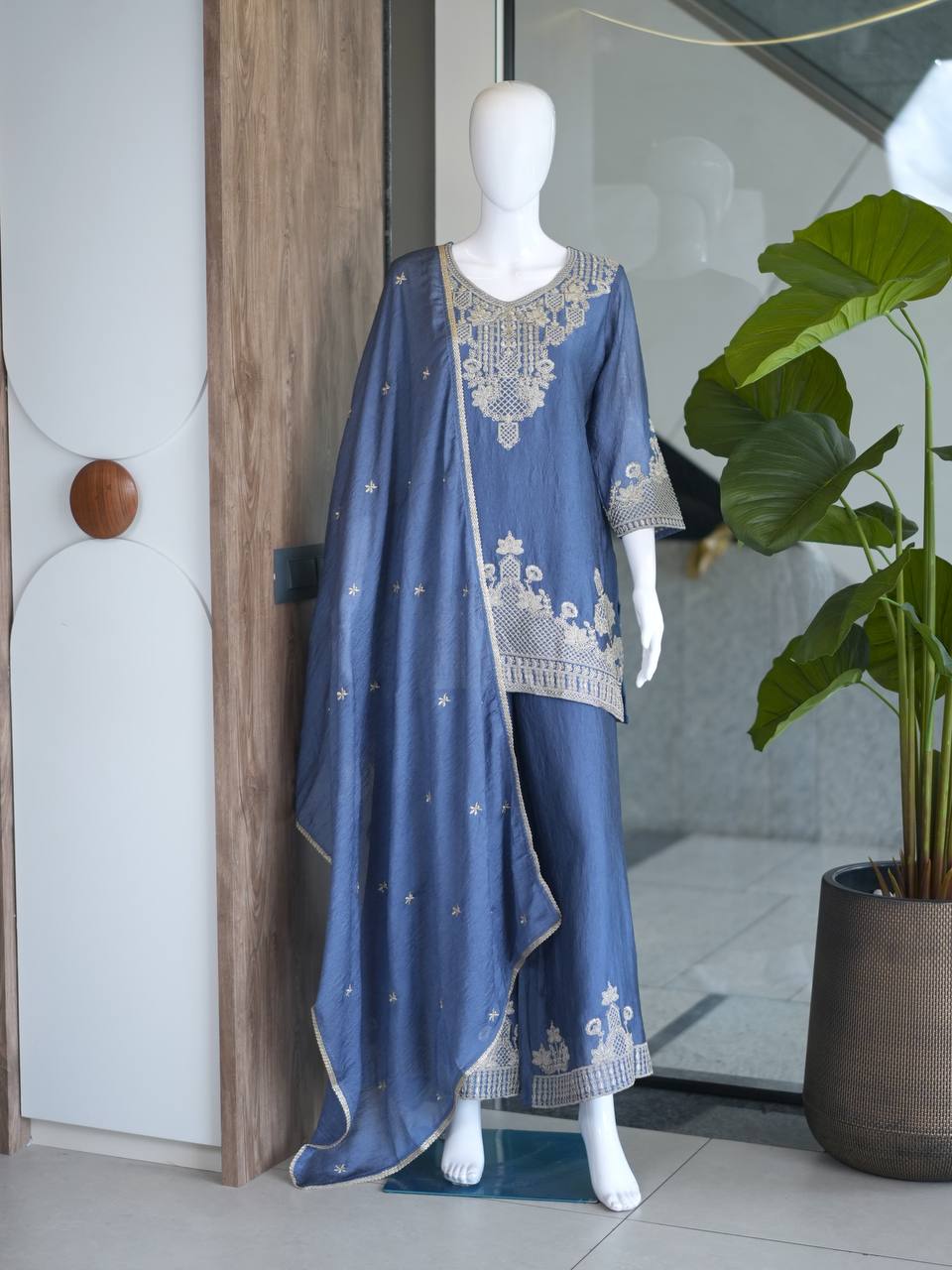 RangBhoomi Designer Wear Festival Special Collection – Elegant Woman’s Ethnic Ensemble with Embroidered Rangoli Crush Fabric