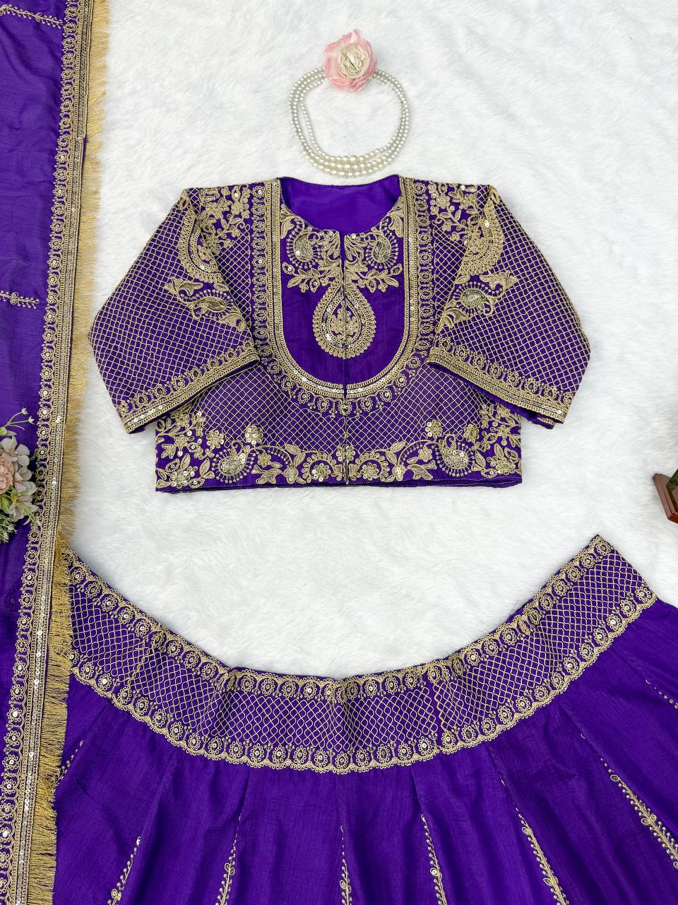 RangBhoomi Heavy Boutique Vichitra Silk Lehenga — Premium Designer Ensemble