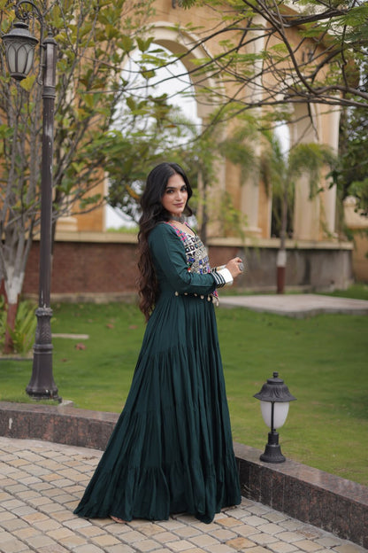 Navratri Gown Collection 2026 — Elegant Reyon Gown with Embellished Blouse by RangBhoomi