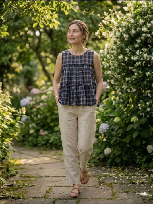 RangBhoomi Elegant Summer Linen Cotton Top and Pants Set