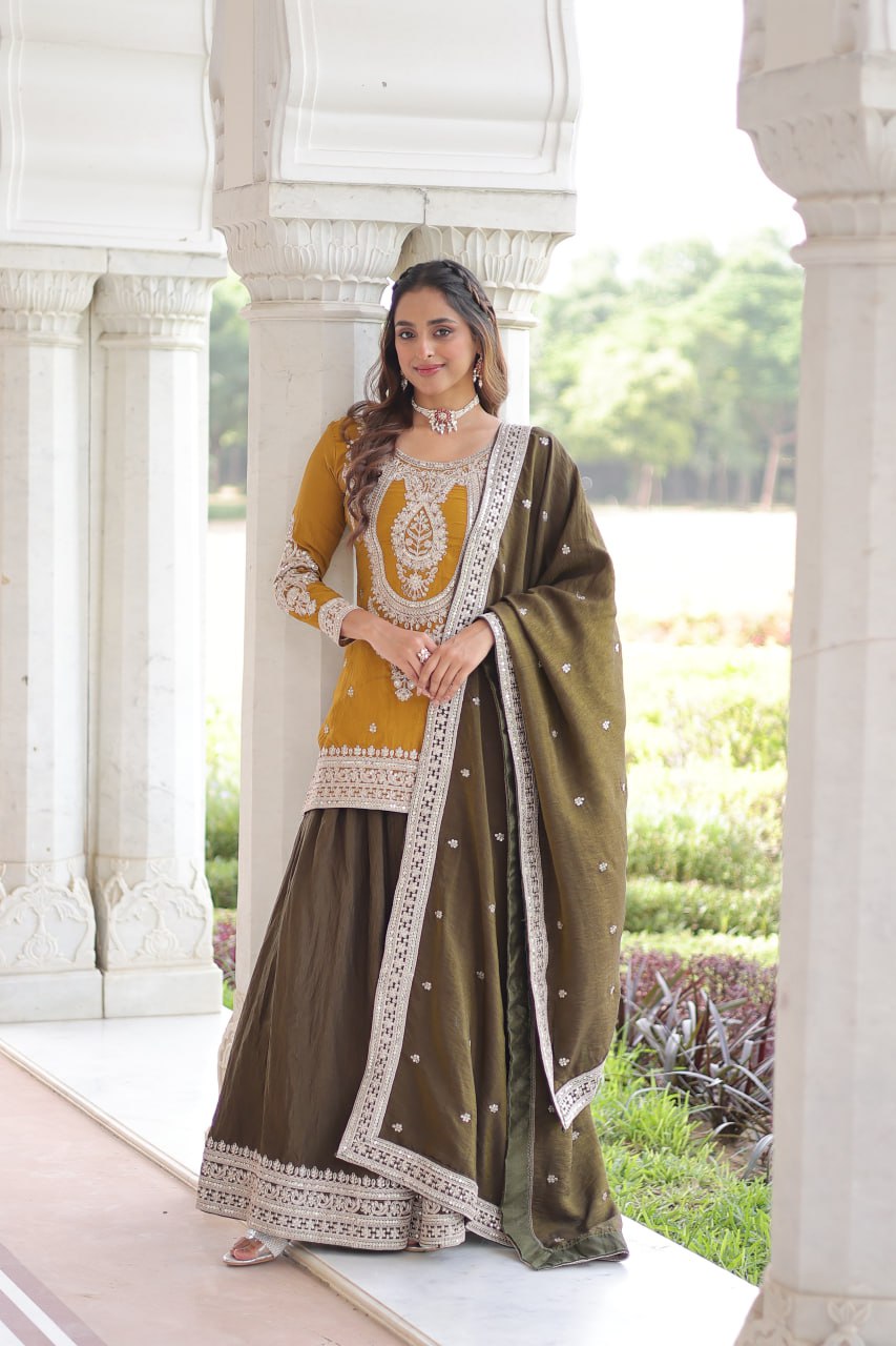 Premium Designer Ready-to-Wear Top, Sharara, and Dupatta Collection 2026 by RangBhoomi