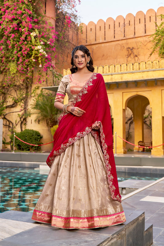 Elegant Woven Grace Lehenga with Royal Paithani Borders and Intricate Embroidery