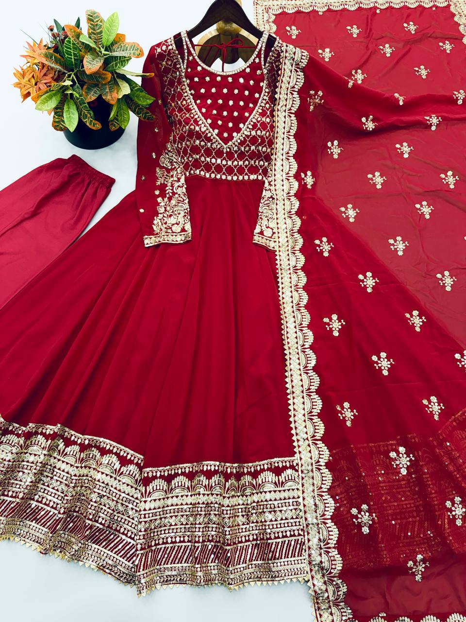 RangBhoomi Exclusive Designer Georgette Gown with Heavy Sequin Embroidery Dupatta