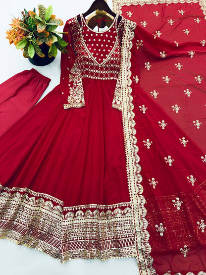RangBhoomi Exclusive Designer Georgette Gown with Heavy Sequin Embroidery Dupatta