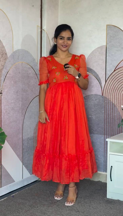Summer Special Maggam Embroidered Kota Check Gown – Elegant Festive Wear by RangBhoomi