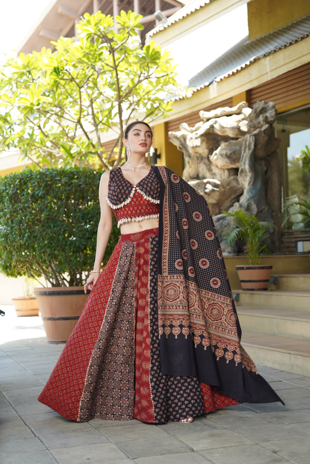 RB Ajrakh 2.0 Pure Cotton Handblock Lehenga Choli Set