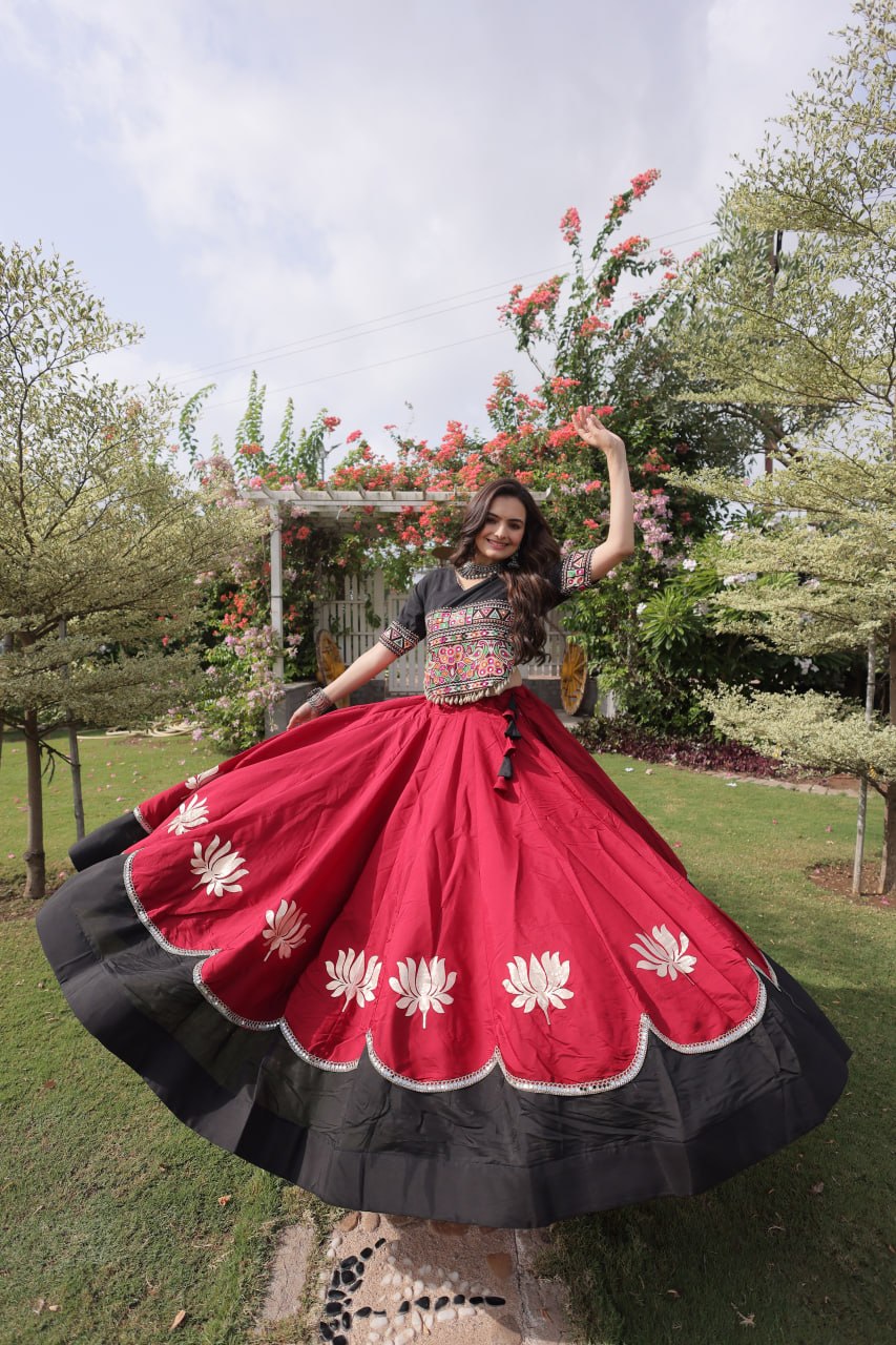 RangBhoomi Navratri Lehenga Choli Collection 2026 — Lotus Mirror Embroidered Set
