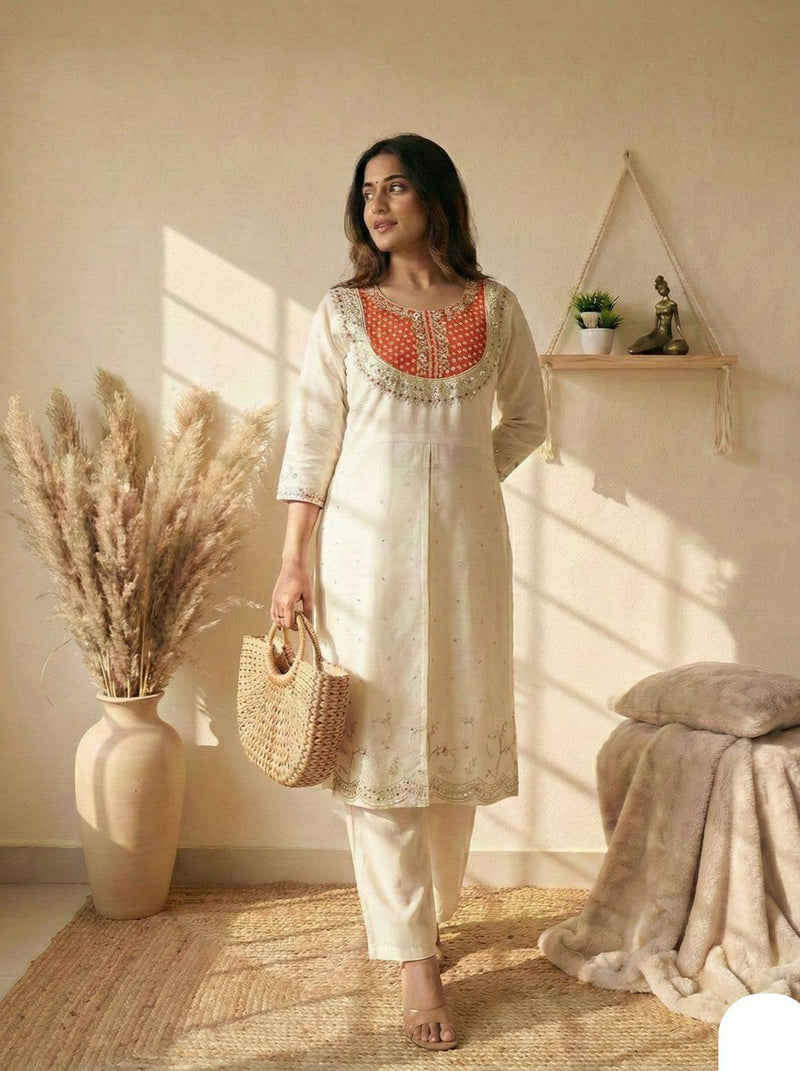 Premium Embroidered Roman Silk Cord Set