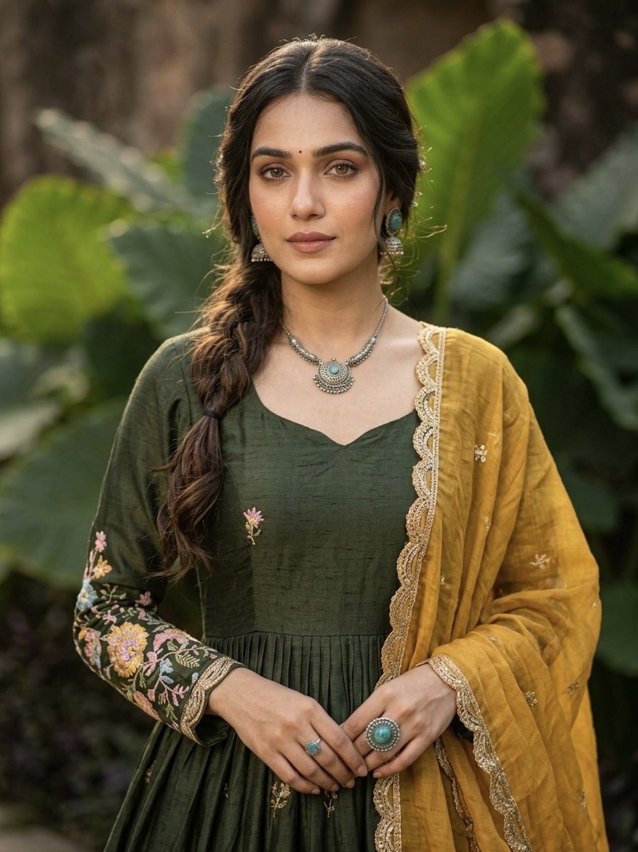 Elegant Fendi Silk Gown with Heavy Sequin and Zari Embroidery, Paired with Matching Dupatta – Collection 2026