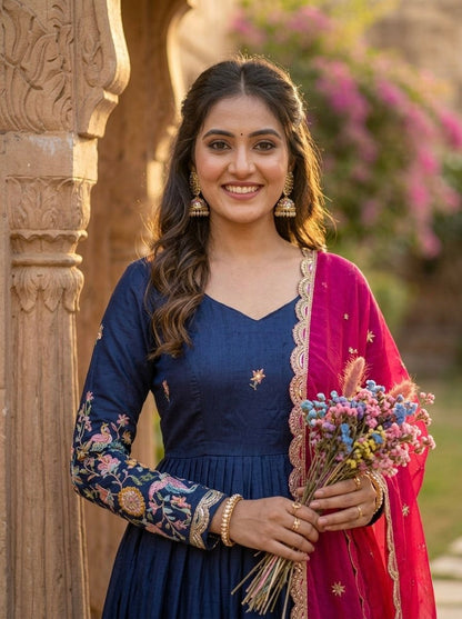 Elegant Fendi Silk Gown with Heavy Sequin and Zari Embroidery, Paired with Matching Dupatta – Collection 2026