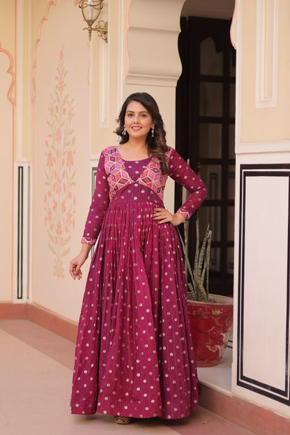 Position Print Choli Design Gown | Indian Ethnic Party Wear