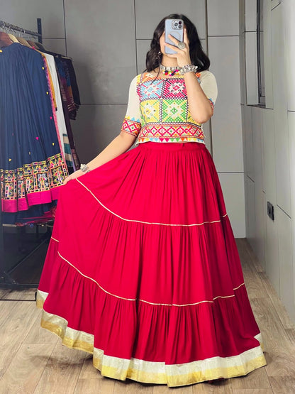 RangBhoomi Fuchsia Cotton Lehenga Choli — Festive Navratri Ready