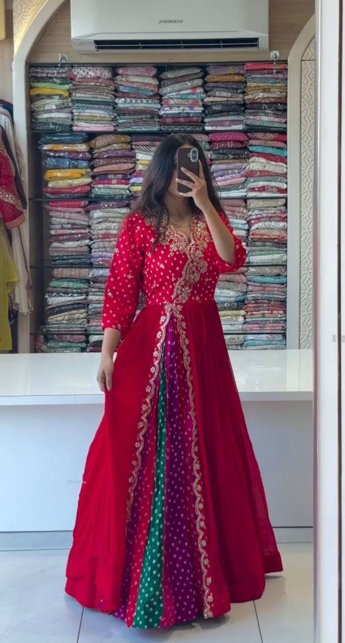 RangBhoomi Ethnic Anarkali Collection in Pastel Hues with Golden Embellishments