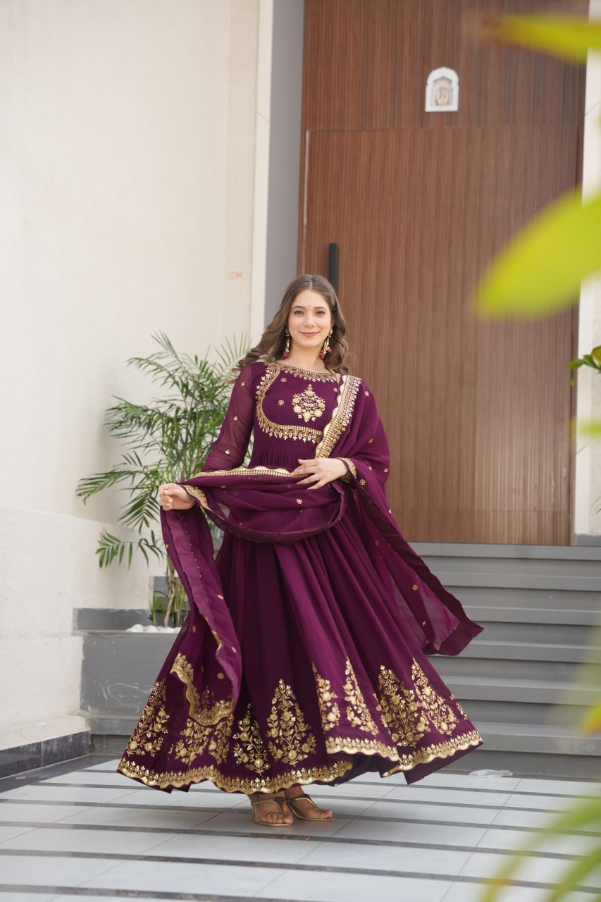 Exquisite Designer Gown with Dupatta – Limited Edition 2025