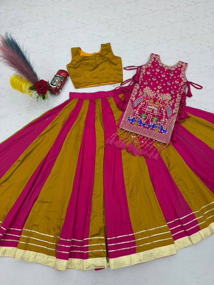RangBhoomi Navratri Special Vichitra Silk Lengha Choli – Fully Stitched with Heavy Thread & Sequence Work