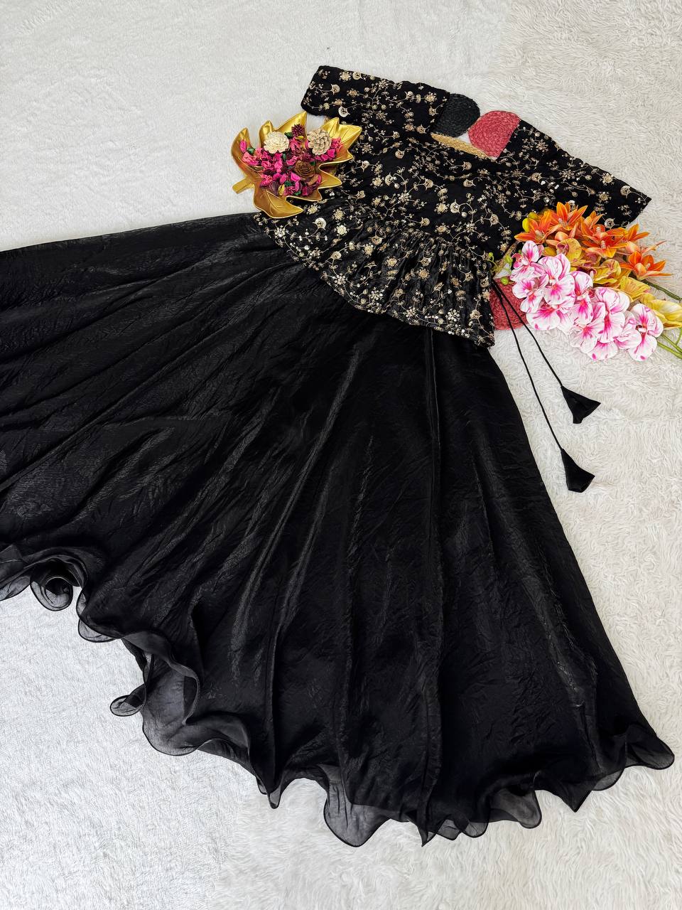 Elegant Space Silk Peplum Lehenga Choli with Exquisite Sequined Embroidery – Perfect Harmony of Style and Comfort