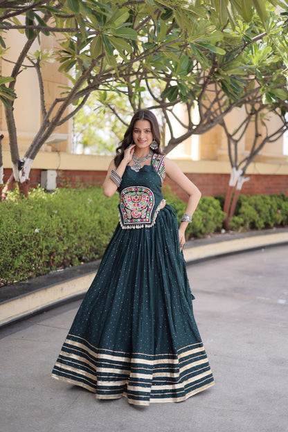 RangBhoomi Navratri Lehenga Choli Collection 2026 — Full-Stitched Mukesh Reyon Set