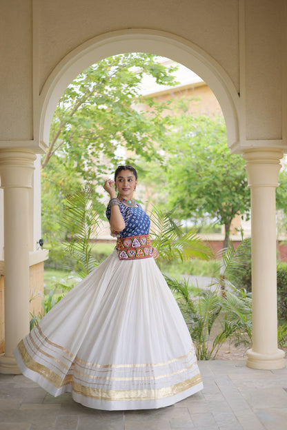 RangBhoomi Navratri Festive Lehenga Set - Cora Cotton & Bandhej Embroidered Blouse