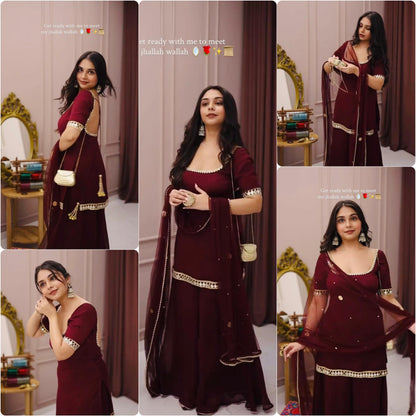 RangBhoomi Elegant Designer Heavy Faux Georgette Silk Top, Bottom, and Dupatta Set Fully Stitched and Ready to Wear