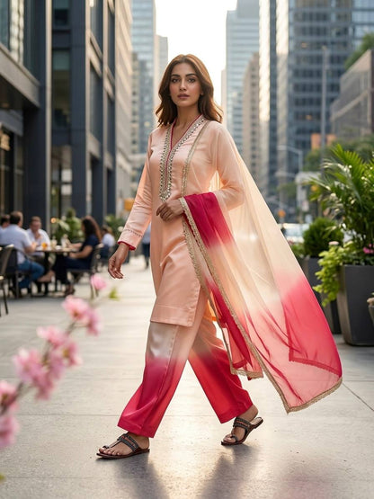 Launching New Designer Party Wear Look Pure Roman Glass Top & Elegant Palazzo with Dupatta Set