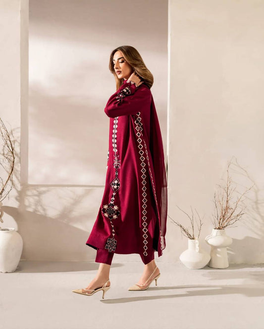 RangBhoomi Festival Special 3-Piece Chanderi Silk Set with Chinon Dupatta - Embroidered Elegance