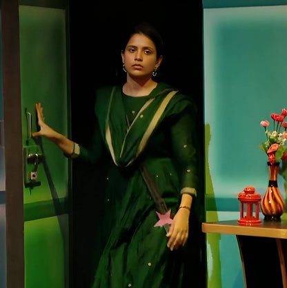 Elegant Handloom Cotton Gown with Matching Dupatta – Inspired by Bigg Boss Star Tanuja