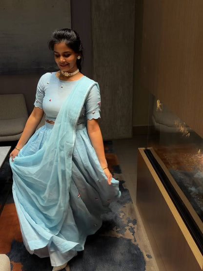 Elegant Summer Special Floral Kota Checks Lehenga Choli with Exquisite Embroidery – Perfect Blend of Style and Comfort