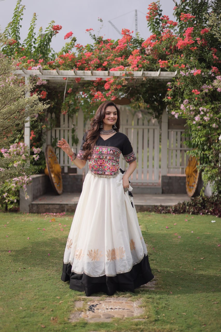 RangBhoomi Navratri Lehenga Choli Collection 2026 — Lotus Mirror Embroidered Set