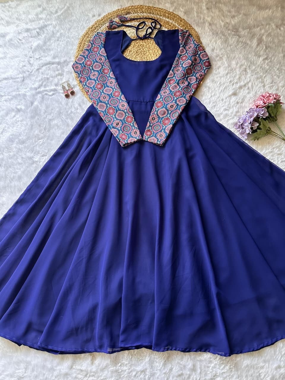 RangBhoomi Elegant 2-Color Anarkali Gown with Heavy Georgette and Pure Micro Cotton Inner – Multiple Sizes Available