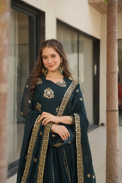 Designer Gown with Dupatta - Elegant Indian Dress