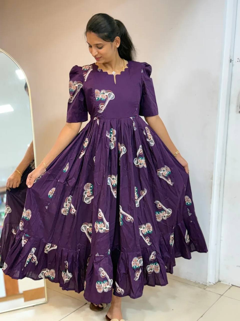 Elegant Soft Cotton Printed Midi Gown - Ultimate Summer Glamour and Comfort