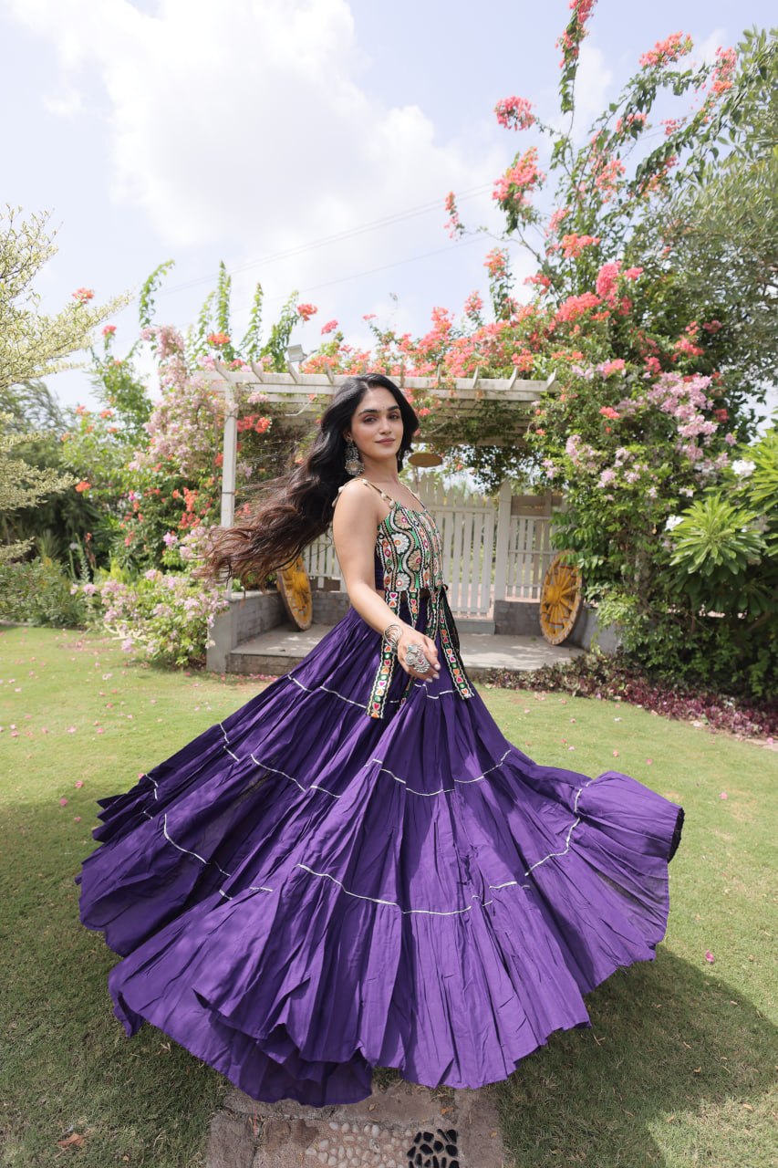 RangBhoomi Navratri Kora Cotton Lehenga Set — Full-Stitched Festive Ensemble
