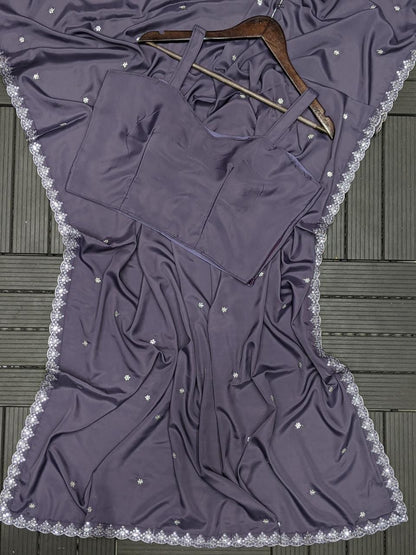 Trending Party Jacket with Saree Featuring Exquisite Embroidery Work