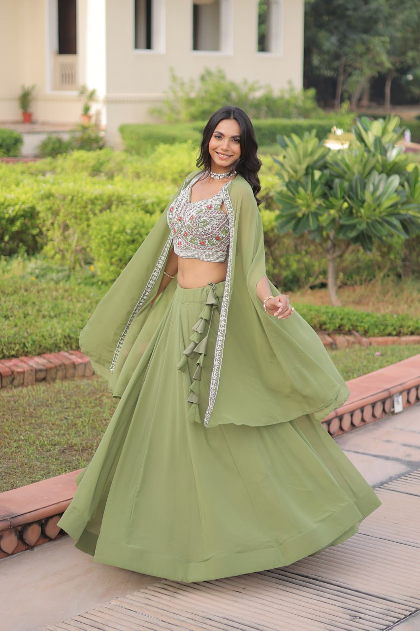 Premium Ready-to-Wear Lehenga Choli Set with Stylish Shrug Jacket