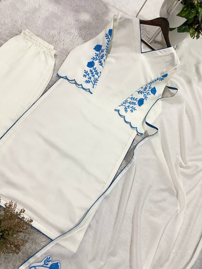 RangBhoomi Designer Summer Party Pants Set – Stylish & Comfortable Roman Silk Ensemble