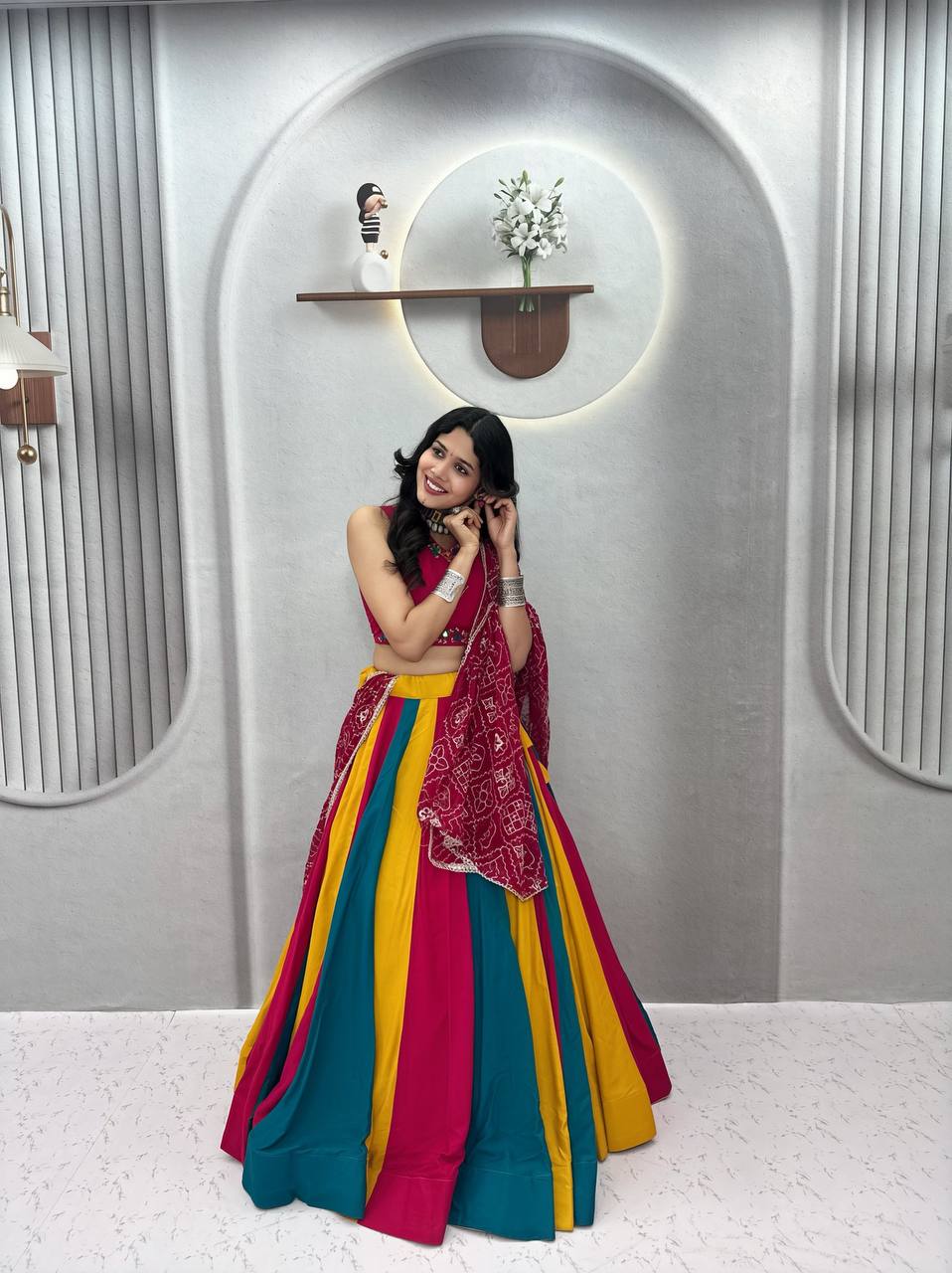 RangBhoomi Navratri Special Cotton Lehenga Choli with Vintage Dupatta — 6m Flair