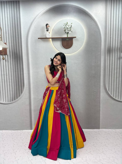 RangBhoomi Navratri Special Cotton Lehenga Choli with Vintage Dupatta — 6m Flair