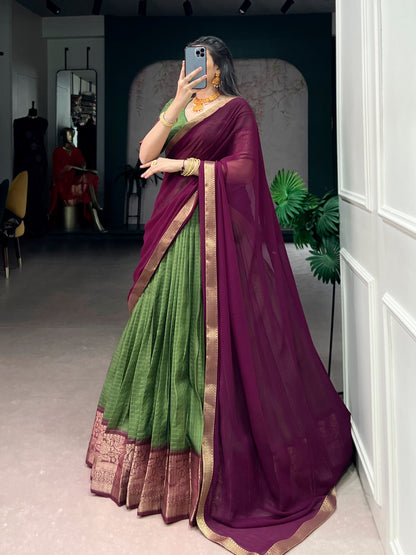 Lehnega Collection 2026 – Elegant Dola Tex Lehenga with Intricate Zari Weaving and Georgette Dupatta