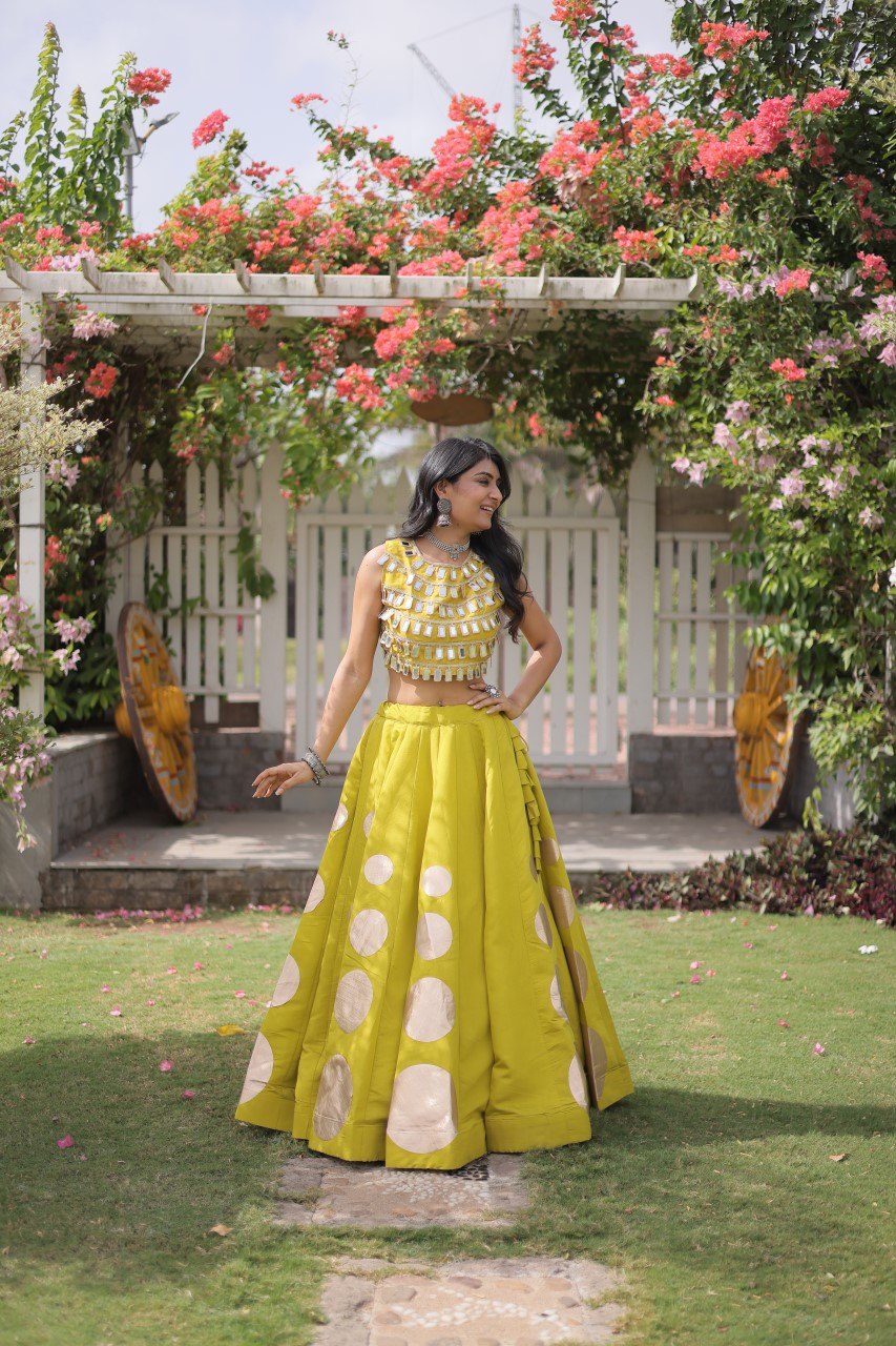 RangBhoomi Navratri Roman-Silk Lehenga Choli Set — Full-Stitched Festive Ensemble