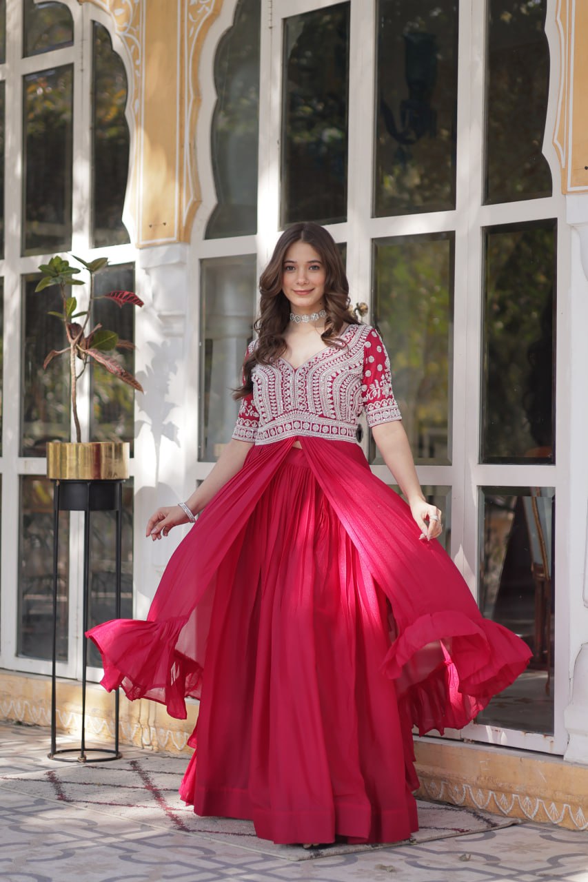 Readymade Lehenga with Embroidered Slit Kurti – Luxe Star Georgette