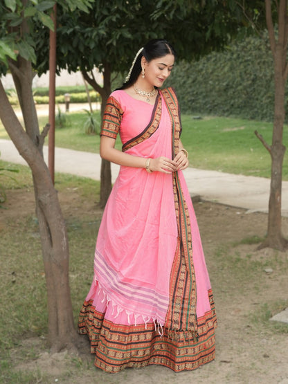 Pure Chanderi Cotton Lehenga Set for Timeless Elegance and Comfort