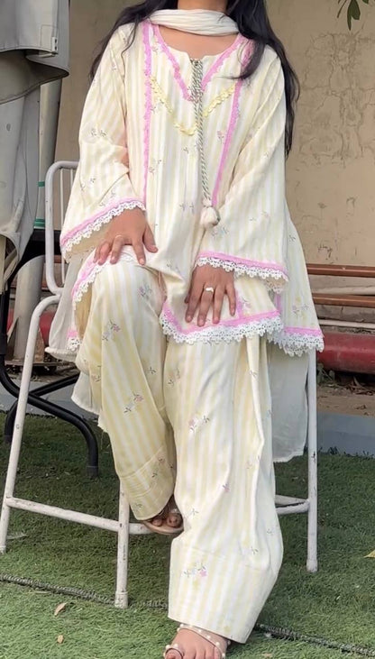 RangBhoomi Heavy Pure Natural Crepe Farshi Set with Nazmin Dupatta - Fully Fancy Sleeves