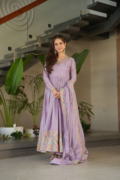 Embroidered Grace Gown & Dupatta – Luxe Fusion Wear for Modern Elegance