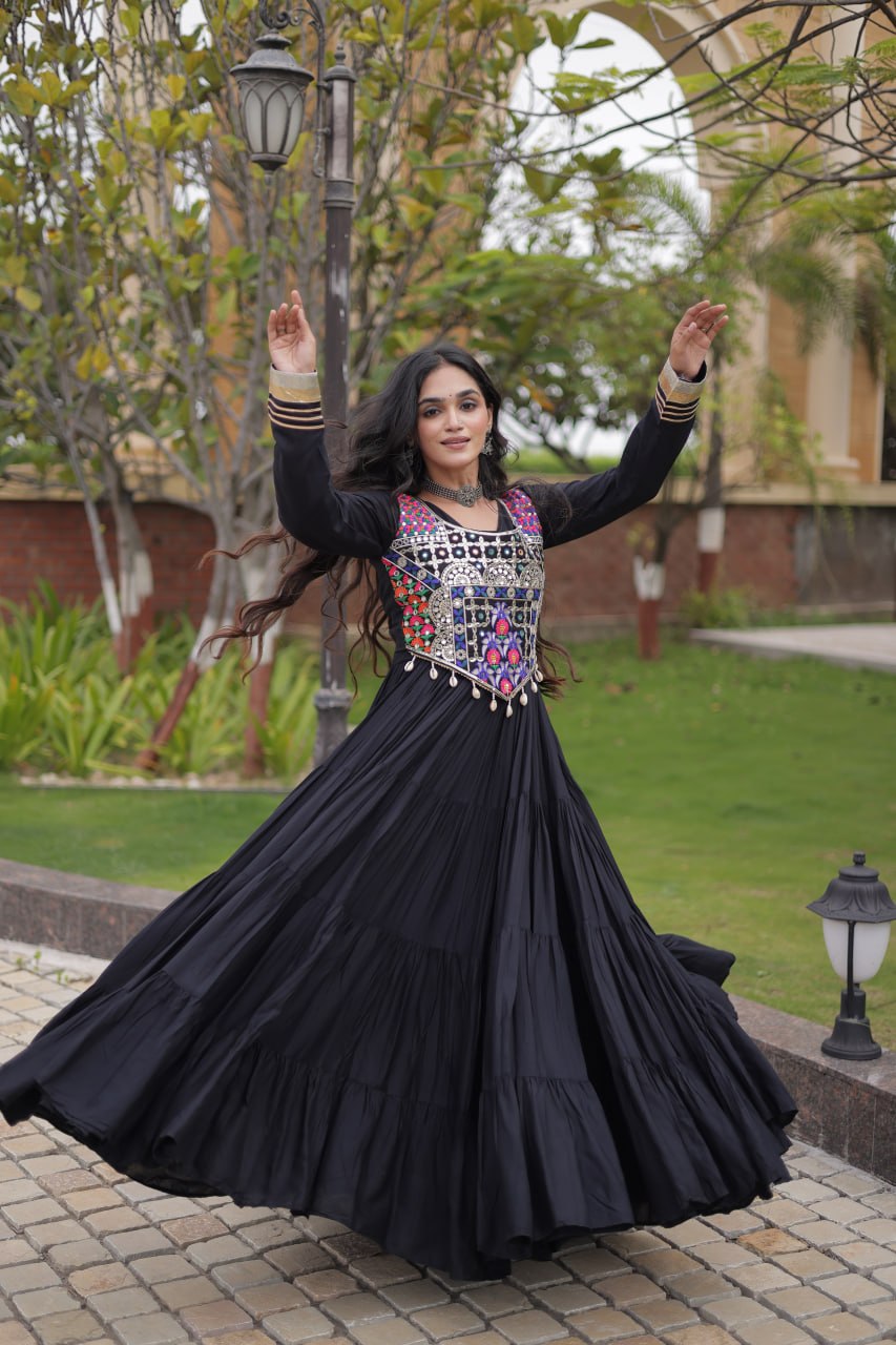 Navratri Gown Collection 2026 — Elegant Reyon Gown with Embellished Blouse by RangBhoomi