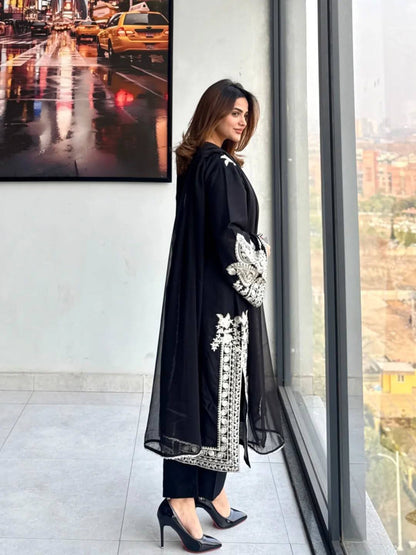 Elegant Designer Party Wear Set with Pure Soft Nylon Organza Silk Top, Palazzo Pants & Dupatta