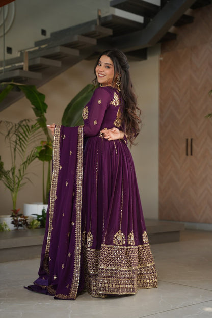 Designer Gown with Dupatta - Elegant Indian Dress